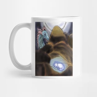 The celestial dragon takes care of his white cat while he sleeps Mug